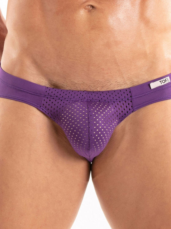 Männer Bikini Microfaser mit atmungsaktiven Einsätzen - Lila | TOF Paris