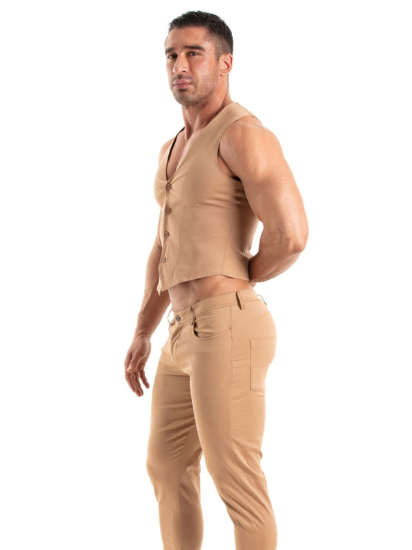 Herren Chino Weste Slim Fit - Stretchkomfort, Braun | TOF Paris