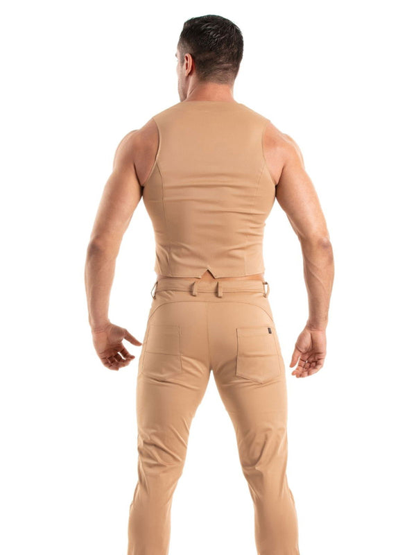 Herren Chino Weste Slim Fit - Stretchkomfort, Braun | TOF Paris