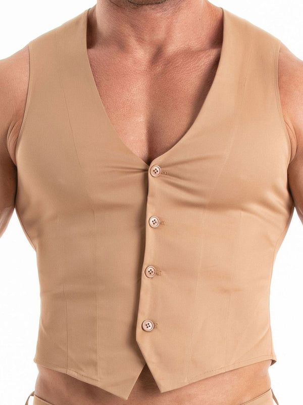 Herren Chino Weste Slim Fit - Stretchkomfort, Braun | TOF Paris