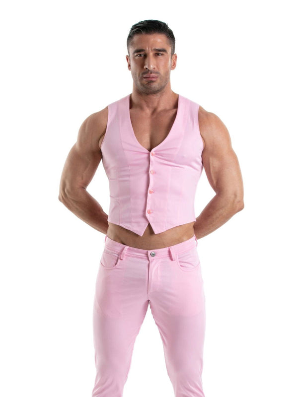 Herren Chino Weste Slim Fit Stretchkomfort - pink, elegant | TOF Paris