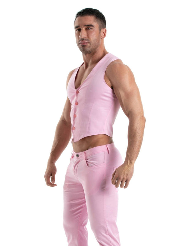 Herren Chino Weste Slim Fit Stretchkomfort - pink, elegant | TOF Paris