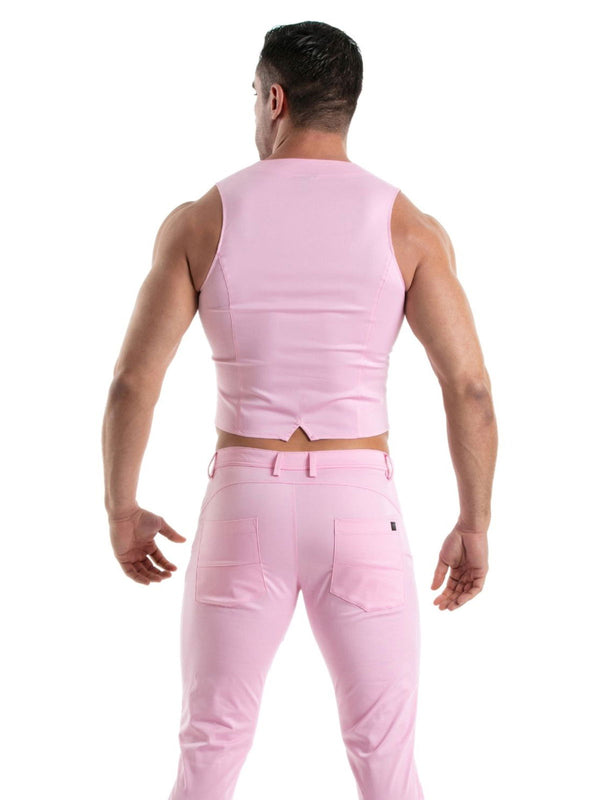Herren Chino Weste Slim Fit Stretchkomfort - pink, elegant | TOF Paris