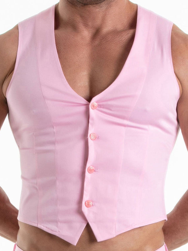 Herren Chino Weste Slim Fit Stretchkomfort - pink, elegant | TOF Paris