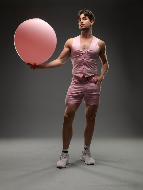 Herren Chino Weste Slim Fit Stretchkomfort - pink, elegant | TOF Paris