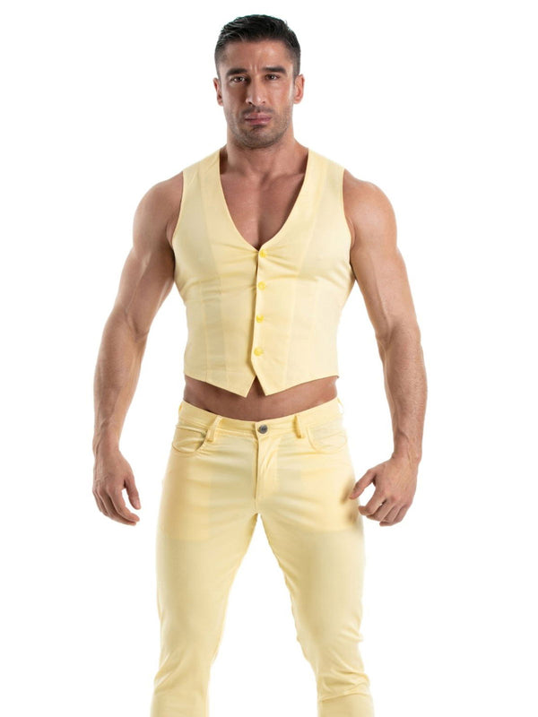 Chino Weste Slim Fit Stretch Gelb - Elegante Passform & Komfort | TOF Paris