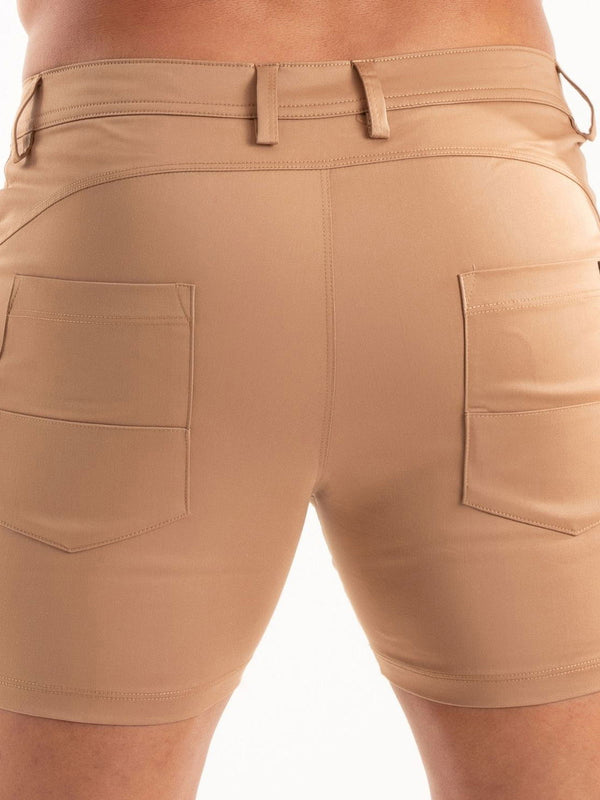 Chino Shorts Herren Slim Fit braun - Stretch, 5 Taschen, Sommer | TOF Paris