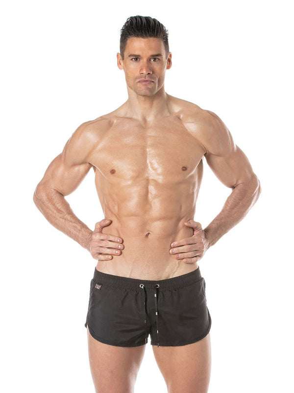 Mini Swim Shorts Schwarz - Slim Fit mit Seitenschlitz & Tasche | TOF Paris