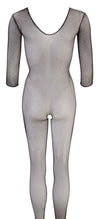 Schwarzer transparenter Netz-Catsuit mit 3/4-Arm und Fuß (offener Schritt) von NO:XQSE – Ansicht 5