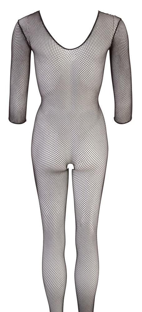 Schwarzer transparenter Netz-Catsuit mit 3/4-Arm und Fuß (offener Schritt) von NO:XQSE – Ansicht 5