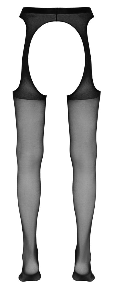 Schwarze seidige Straps-Strumpfhose in aufregender Strapsgurt-Optik von Cottelli – Ansicht 5