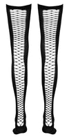 Schwarze halterlose Strümpfe in Overknee-Optik mit Netznaht von Cottelli – Ansicht 6