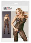 Schwarzer Catsuit aus Effekt-Spitze mit Schnür-Dekolleté und Fuß (offener Schritt) von NO:XQSE – Ansicht 3