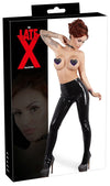Schwarze hautenge Strumpfhose aus glänzendem Latex von Late X