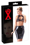 Schwarzer taillenhoher knielanger Latex-Rock von Late X