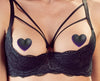 Schwarze Hebe und String aus feiner Spitze mit silberfarbenen Ringen von Cottelli – Ansicht 6