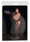 Schwarze Glitzer-Netz-Straps-Strumpfhose mit offenem Schritt und Cut-outs von Cottelli