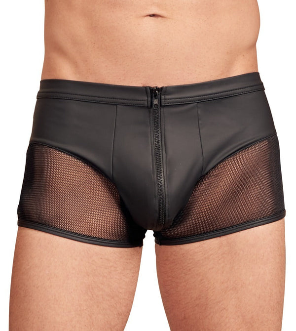 Schwarze Herren-Pants im Mattlook mit transparenten Netz-Einsätzen von NEK – Ansicht 2
