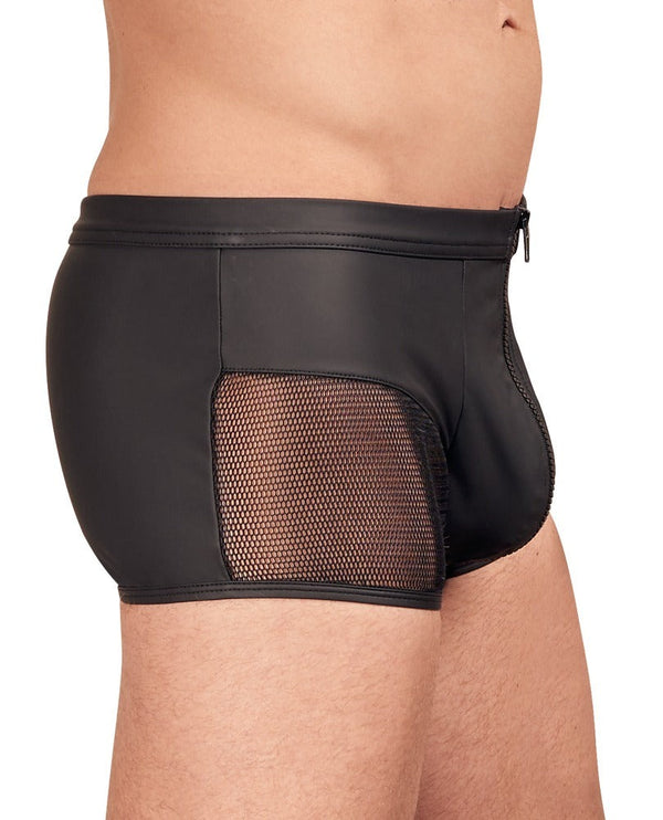 Schwarze Herren-Pants im Mattlook mit transparenten Netz-Einsätzen von NEK – Ansicht 3