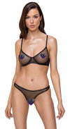 Schwarzes BH- und Riostring-Set aus Feinnetz mit Goldschimmer von Cottelli – Ansicht 3