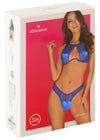 Royalblaues Set Giselia aus Spitze und Powernet von Obsessive