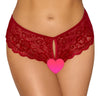 Roter Slip ouvert aus Blütenspitze mit Cut-out und Satinband-Schnürung von Cottelli – Ansicht 2