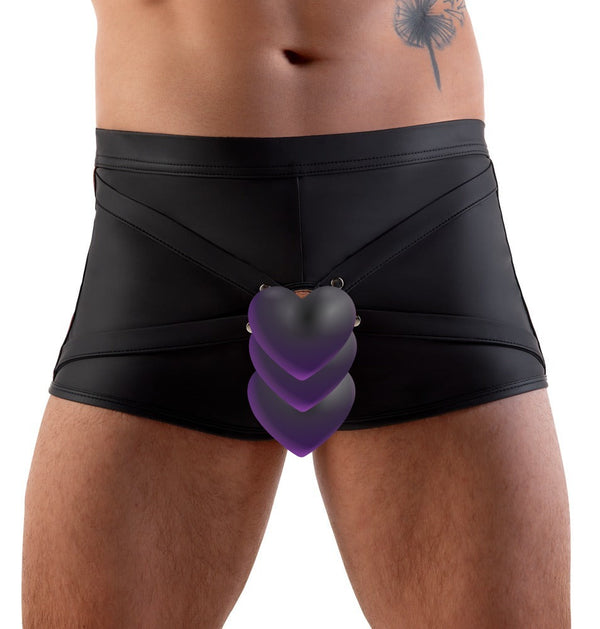 Schwarze enge Herren-Pants im Mattlook mit Penisring und Seitenstreifen von Svenjoyment – Ansicht 2