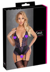 Lilafarbener Straps-Body ouvert aus Spitze mit Glitzer-Ketten von Cottelli