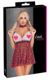 Sexy Schuluniform-Kostüm als Trägerkleid aus Powernet und Spitze im Karo-Look von Cottelli
