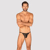 Schwarzer Herren-String Severio im grafischen Netz-Look von Obsessive