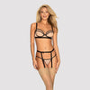 Nudefarbenes 3-teiliges Straps-Set Nudelia mit schwarzen Kontrasten von Obsessive