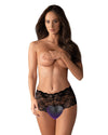 Schwarze Panties Idillia aus zarter Blütenspitze mit Satin-Bund von Obsessive – Ansicht 2