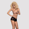 Schwarze Panties Idillia aus zarter Blütenspitze mit Satin-Bund von Obsessive – Ansicht 3