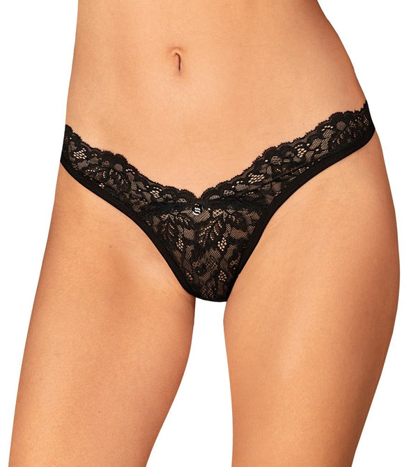 Schwarzer Riostring Bellastia aus Blütenspitze mit Schmuckelement von Obsessive