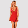 Rotes Set Luvae mit elegantem Babydoll und String in Signalfarbe von Obsessive