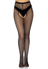 Schwarze verlockende Netzstrumpfhose mit aufregendem Straps Look von Leg Avenue – Ansicht 3
