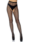 Schwarze verlockende Netzstrumpfhose mit aufregendem Straps Look von Leg Avenue