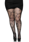Schwarze bezaubernde Netzstrumpfhose mit kunstvollem Schmetterlingsmuster von Leg Avenue