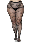 Schwarze bezaubernde Netzstrumpfhose mit kunstvollem Schmetterlingsmuster von Leg Avenue – Ansicht 5