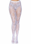 Weißes zauberhaftes Schmetterling Netzstrumpfhose mit aufwendigen Monarchendetails von Leg Avenue – Ansicht 4