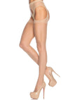 Hautfarbene transparente Strapsstrumpfhose mit offenem Schritt von Leg Avenue