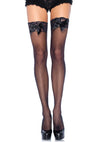 Schwarzes verführerisches Strumpf Paar mit eleganter Satinschleife von Leg Avenue