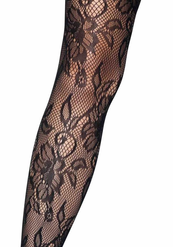 Elegante Strapsstrümpfe mit Spitzenbund und Strapsgürtel in schwarz | Leg Avenue