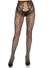 Schwarze sündige Netzstrumpfhose mit eleganter Hüft Spitze und Cut Outs von Leg Avenue