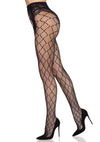 Schwarze sündige Netzstrumpfhose mit eleganter Hüft Spitze und Cut Outs von Leg Avenue – Ansicht 4