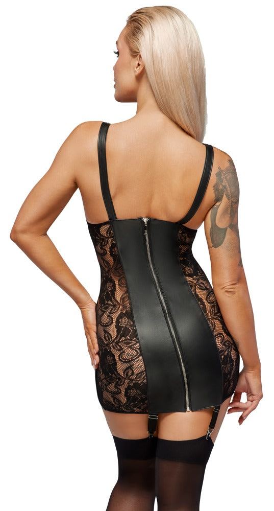 Schmales kurzes busenfreies Straps-Kleid aus Leder von ZADO – Ansicht 4