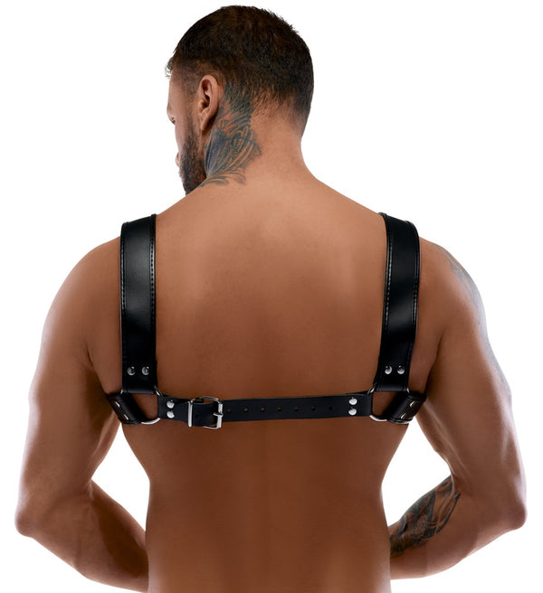 Verstellbarer Herren-Harness aus robustem Leder von ZADO – Ansicht 4