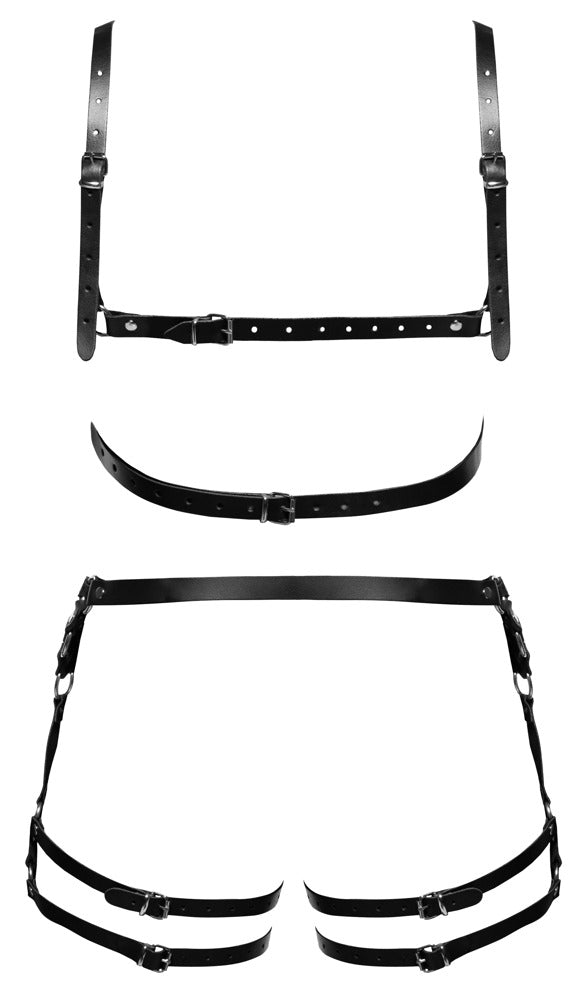 Robustes Herren-Harness-Set aus Leder mit Metalldetails von ZADO – Ansicht 7