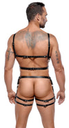 Robustes Herren-Harness-Set aus Leder mit Metalldetails von ZADO – Ansicht 5