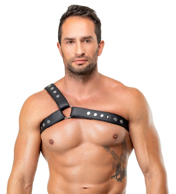 Einseitiges Brustharness aus doppellagigem Leder von ZADO – Ansicht 2